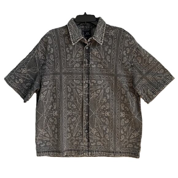 Armani Exchange Other - Armani Exchange Shirt Men's Large Regular Fit Short Sleeve Charcoal Paisley NEW